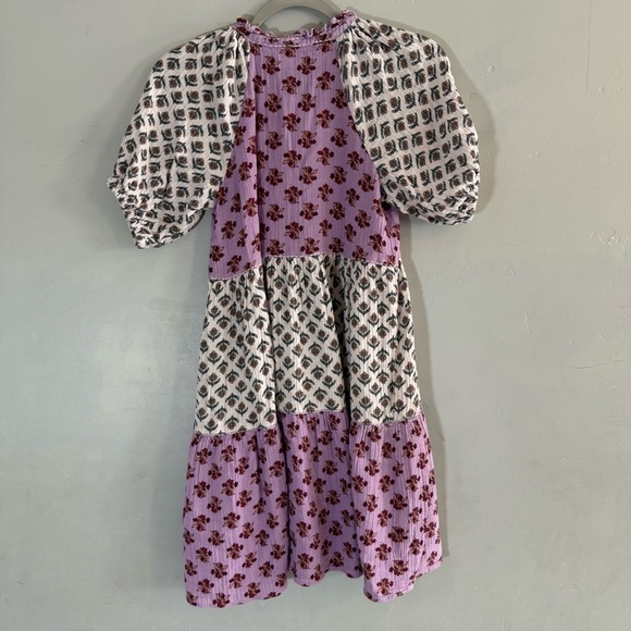 Zara Kids Purple Floral Patterned Puff Sleeve Dress - Picture 6 of 8